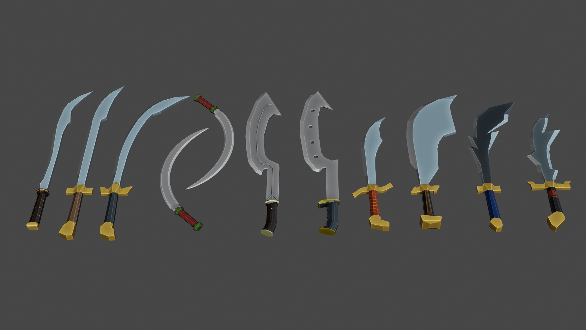 Low poly 10 swords set preview image 1